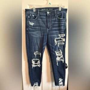 American Eagle Dark Blue Distressed Women's Jeans